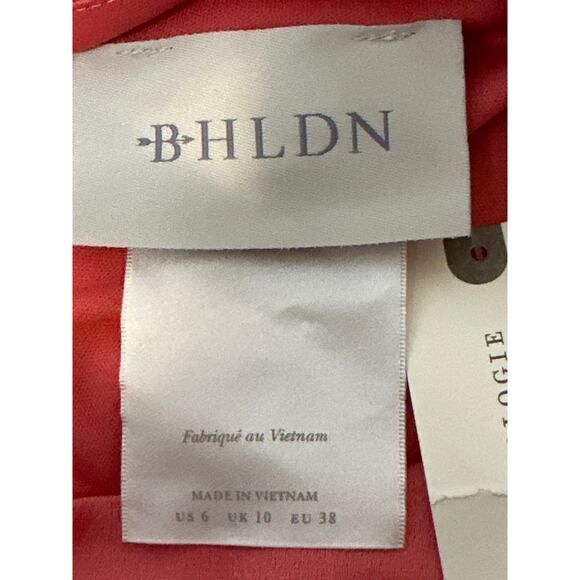 Anthropologie BHLDN Coral Dylan One Shoulder Satin Side Slit Gown Size 6 NWT - Picture 5 of 9